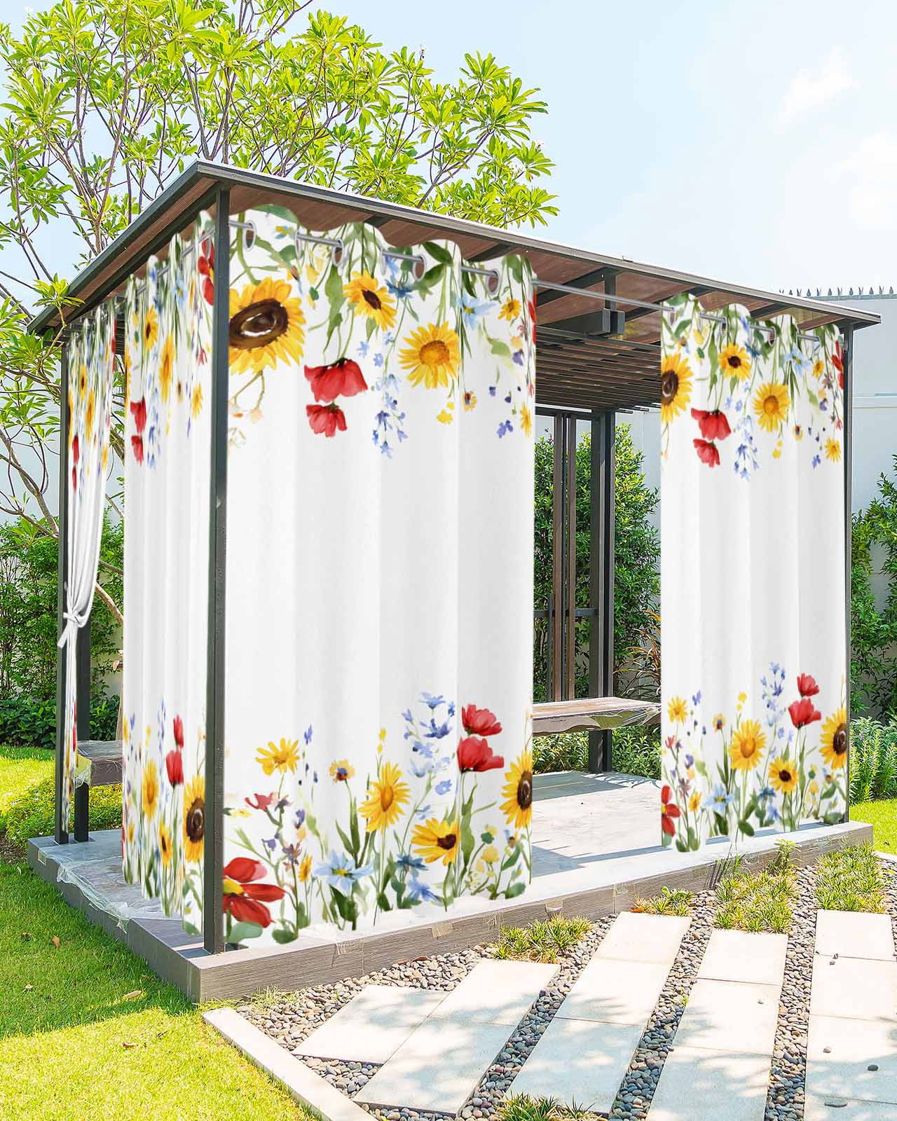 nqOlkjepod Outdoor Curtains for Patio Waterproof, Spring Floral Outdoor ...