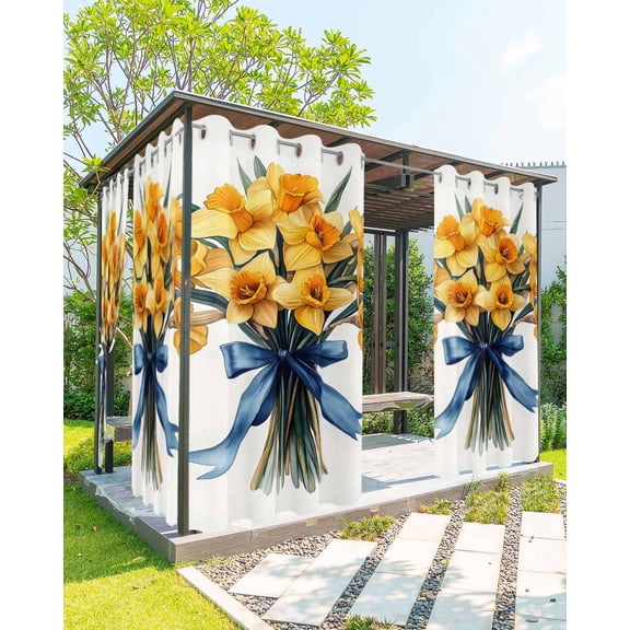 nqOlkjepod Outdoor Curtains for Patio Waterproof, Spring Floral Outdoor Privacy Panels Grommet, Watercolor Botanical Blooming Summer Blackout Outside Curtains for Porch/Cabana 54"x84", 1 Panel