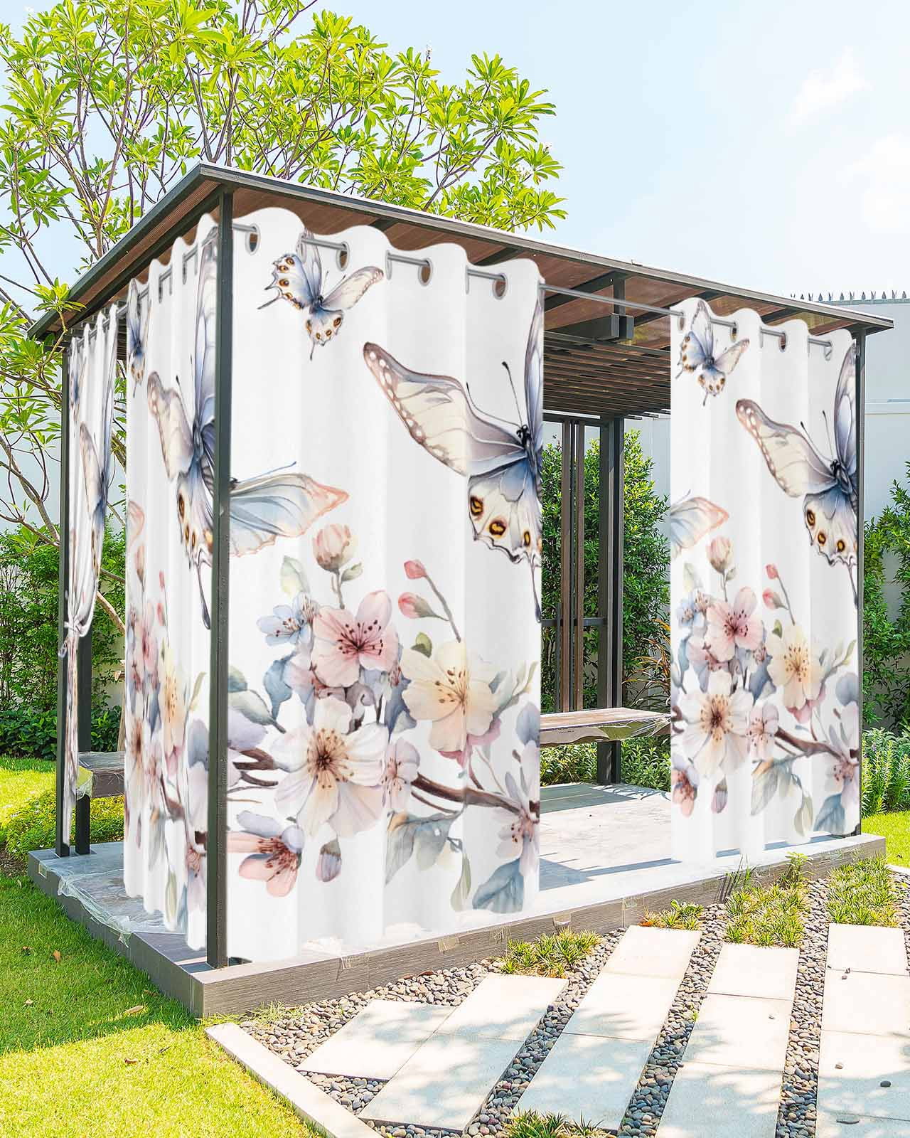 Waterproof Spring nqOlkjepod Outdoor Curtains for Patio Waterproof, Spring Flowers ...