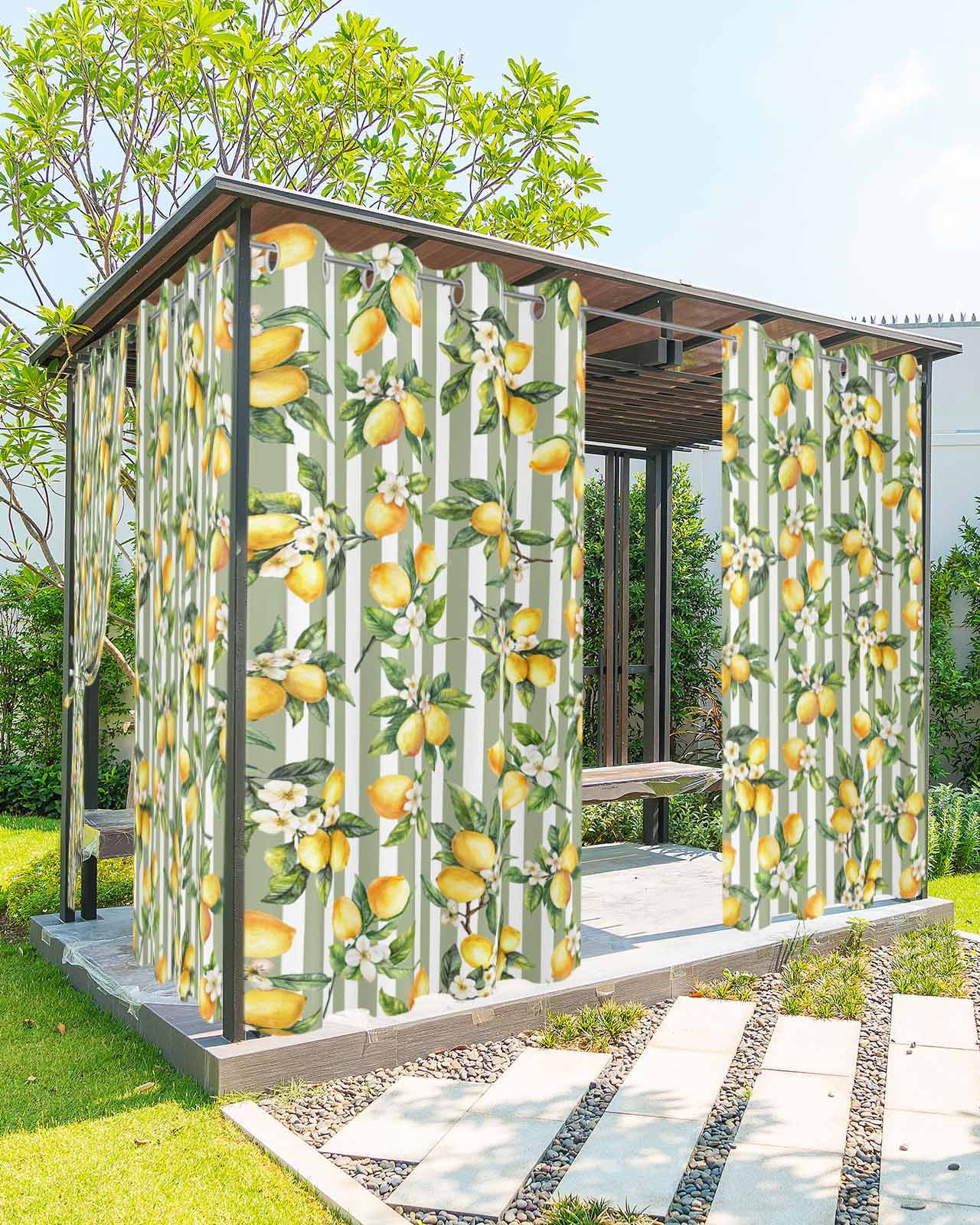 Waterproof Spring nqOlkjepod Outdoor Curtains for Patio Waterproof, Spring Lemon Outdoor ...