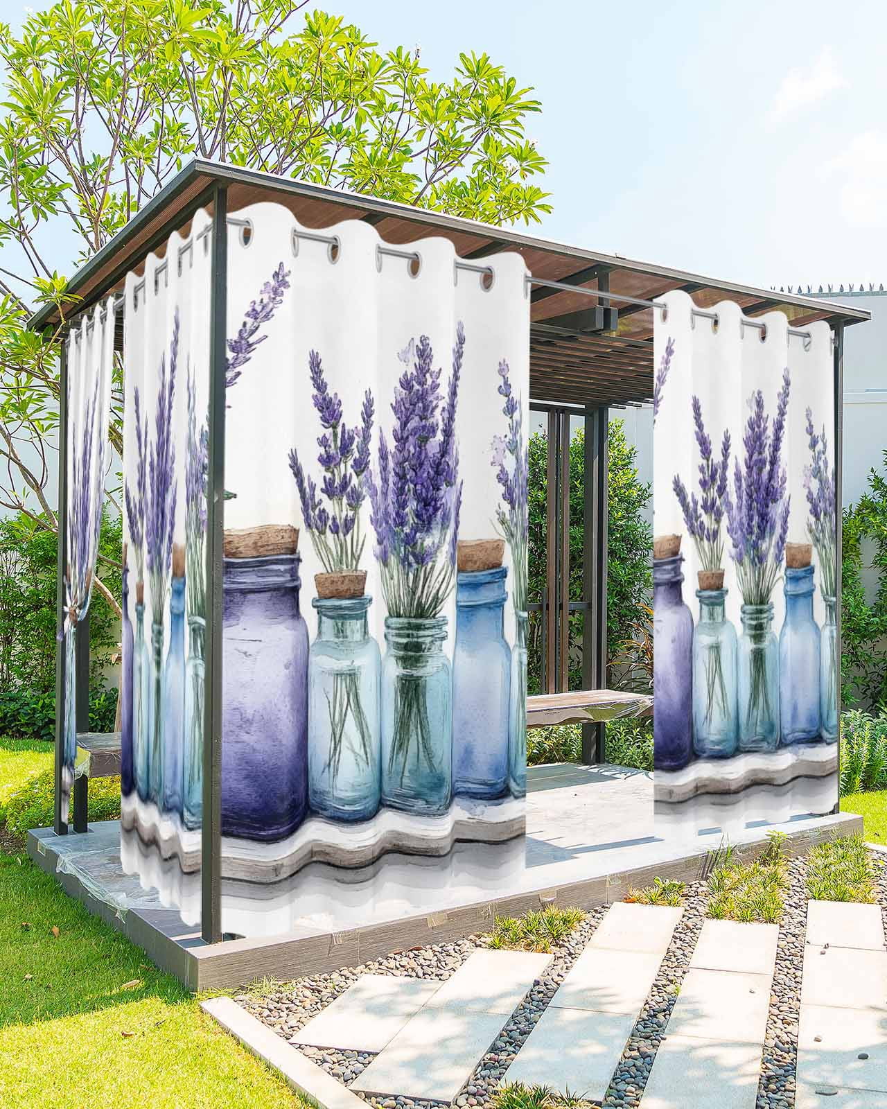 Waterproof Spring nqOlkjepod Outdoor Curtains for Patio Waterproof, Spring Purple Floral ...