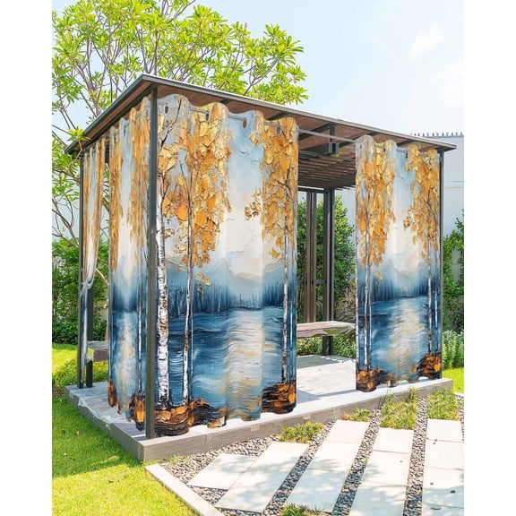 nqOlkjepod Outdoor Curtains for Patio Waterproof, Spring Tree Outdoor Privacy Panels Grommet, Oil Landscape Painting Contemporary Blackout Outside Curtains for Porch/Cabana/Pergola 54"x95", 1 Panel