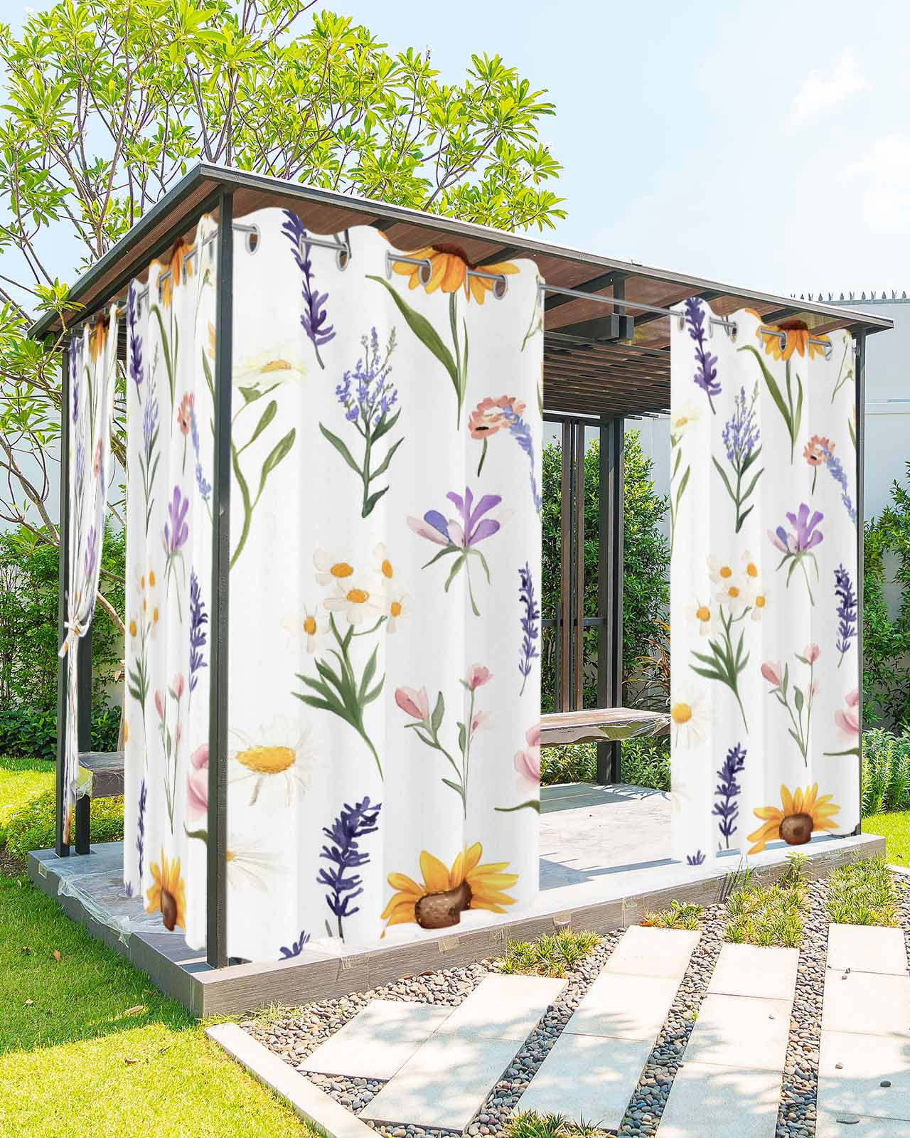 Waterproof Spring nqOlkjepod Outdoor Curtains for Patio Waterproof, Spring Wildflowers ...