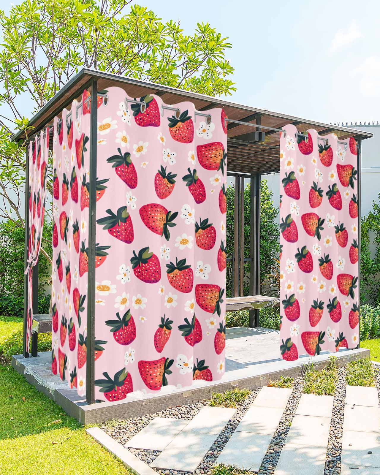nqOlkjepod Outdoor Curtains for Patio Waterproof, Strawberry Outdoor ...