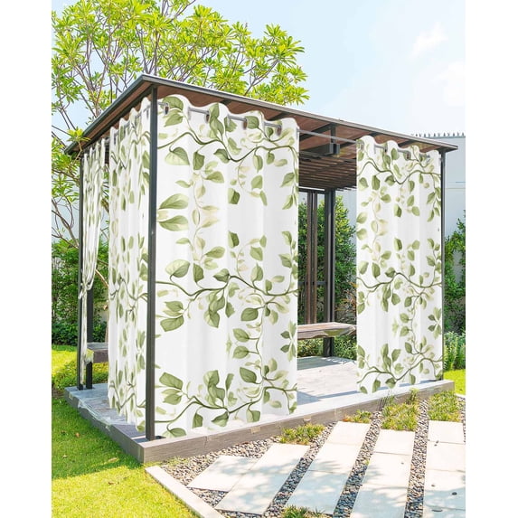nqOlkjepod Outdoor Curtains for Patio Waterproof, Summer Plants Outdoor Privacy Panels Grommet, Green Leaves Pastoral Retro Garden Blackout Outside Curtains for Porch/Cabana 54"x108", 1 Panel