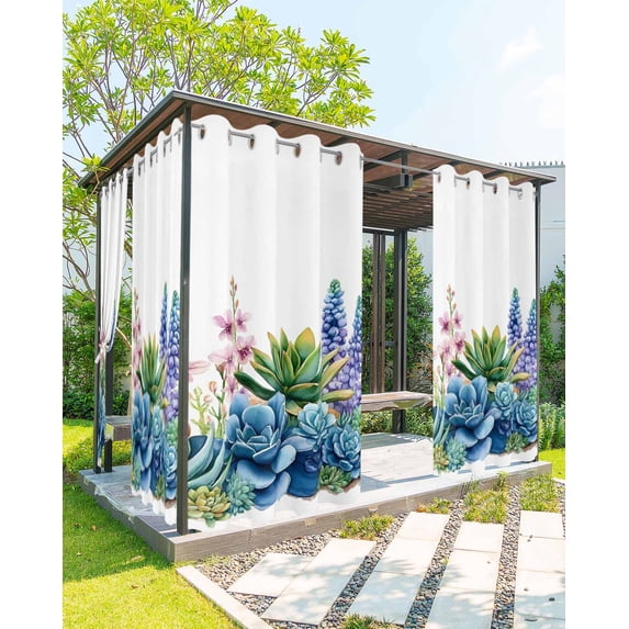 nqOlkjepod Outdoor Curtains for Patio Waterproof, Summer Succulents Outdoor Privacy Panels Grommet, Spring Floral Watercolor Blackout Outside Curtains for Porch/Cabana/Pergola 54"x84", 2 Panels