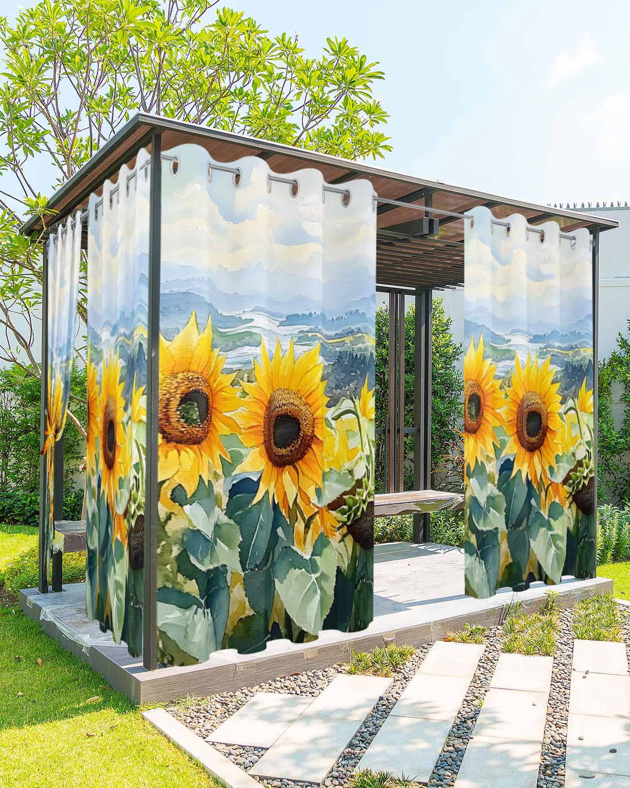 nqOlkjepod Outdoor Curtains for Patio Waterproof, Summer Sunflowers ...