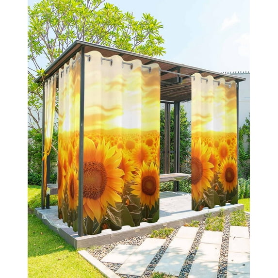 nqOlkjepod Outdoor Curtains for Patio Waterproof, Summer Sunflowers Outdoor Privacy Panels Grommet, Farmhouse Botanical Floral Sunset Blackout Outside Curtains for Porch/Cabana 54"x108", 2 Panels