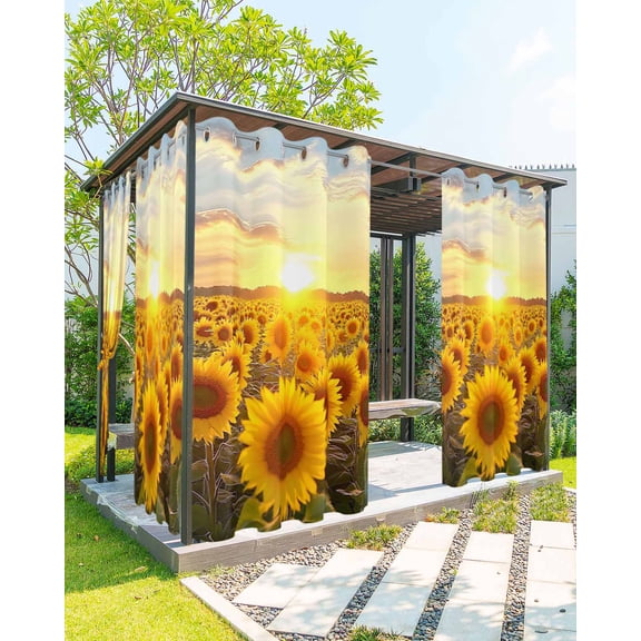 nqOlkjepod Outdoor Curtains for Patio Waterproof, Sunflowers Outdoor Privacy Panels Grommet, Farmhouse Natural Botanical Sunset Scenery Blackout Outside Curtains for Porch/Cabana 54"x84", 1 Panel