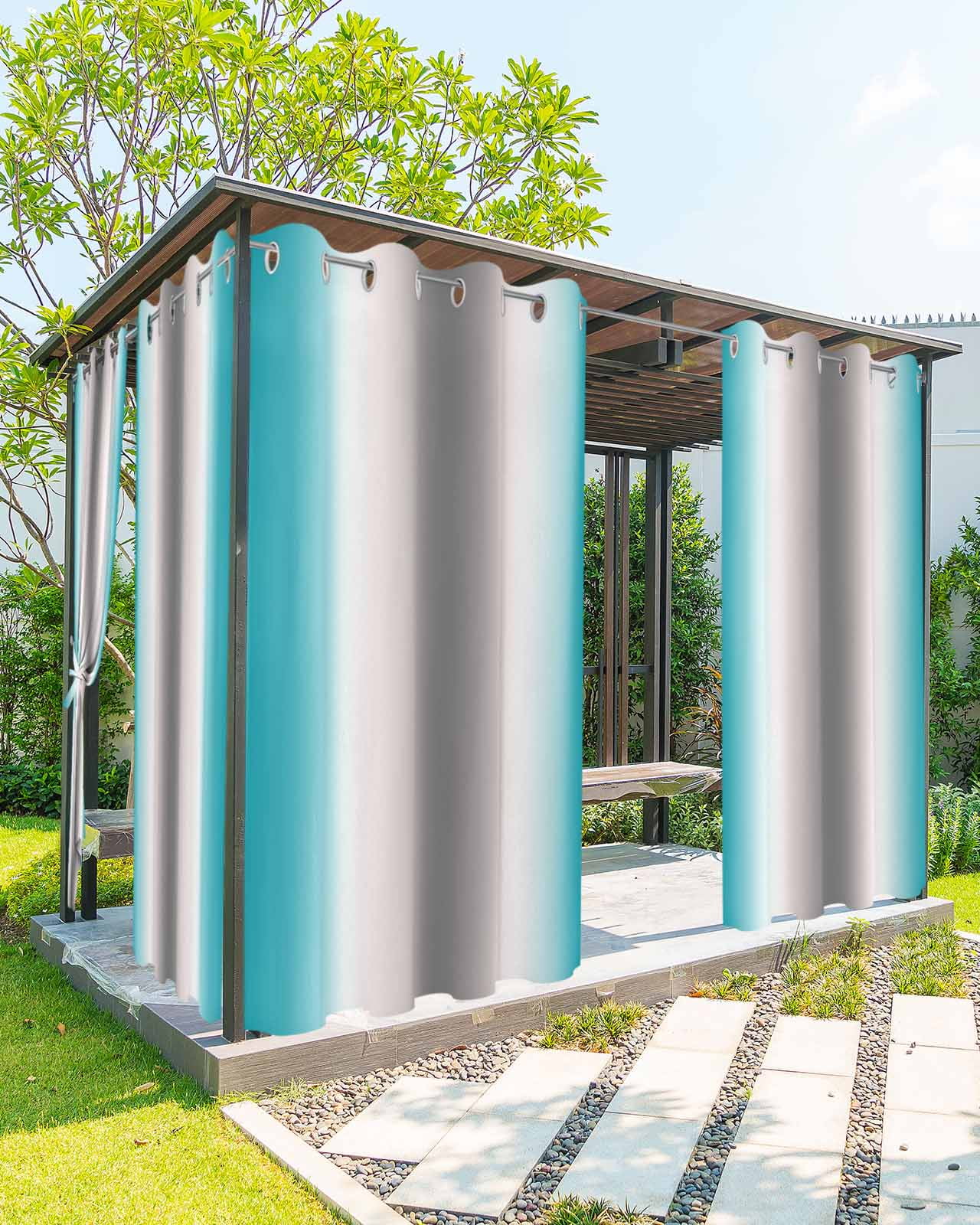 nqOlkjepod Outdoor Curtains for Patio Waterproof, Turquoise Grey ...