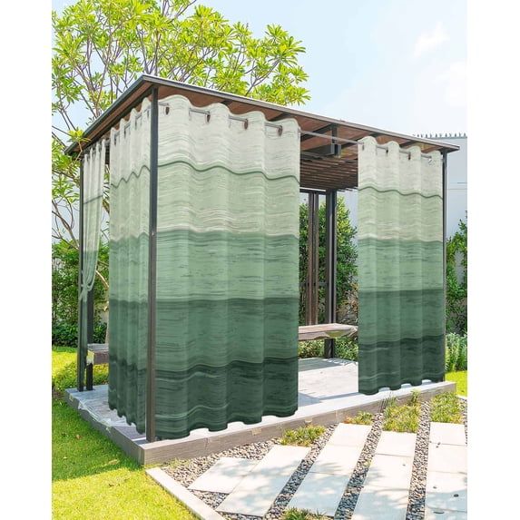 nqOlkjepod Outdoor Curtains for Patio Waterproof, Turquoise Ombre Outdoor Privacy Panels Grommet, Farmhouse Vintage Wooden Striped Blackout Outside Curtains for Porch/Cabana/Pergola 54"x95", 1 Panel