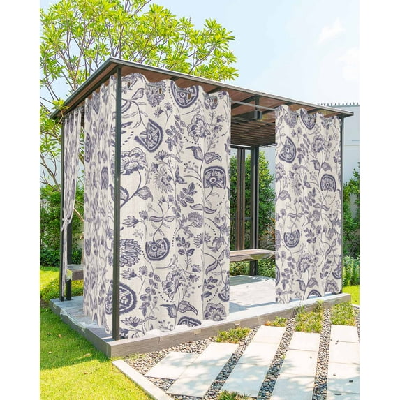 nqOlkjepod Outdoor Curtains for Patio Waterproof, Vintage Spring Floral Outdoor Privacy Panels Grommet, Farmhouse Botanical Blackout Outside Curtains for Porch/Cabana/Pergola/Gazebo 54"x95", 1 Panel