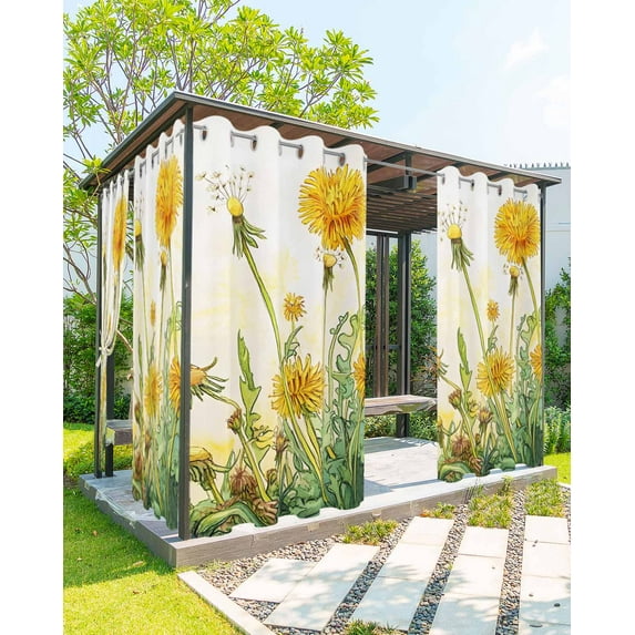 nqOlkjepod Outdoor Curtains for Patio Waterproof, Yellow Ombre Floral Outdoor Privacy Panels Grommet, Watercolor Botanical Blackout Outside Curtains for Porch/Cabana/Pergola 54"x108", 2 Panels