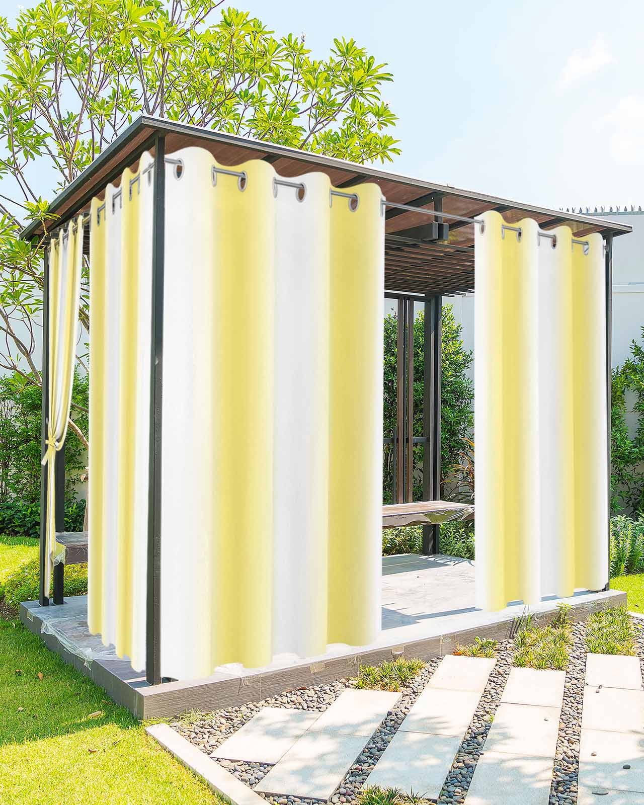 nqOlkjepod Outdoor Curtains for Patio Waterproof, Yellow Ombre Outdoor Privacy Panels Grommet, Farmhouse Modern Art Blackout Outside Curtains for Porch/Cabana/Pergola/Gazebo 54"x84", 1 Panel