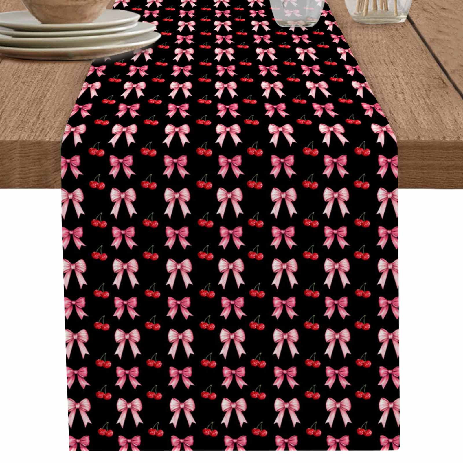 nqOlkjepod Pink Bow Table Runner 72 Inches Long Farmhouse Dress Scarves ...