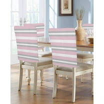 nqOlkjepod Pink Grey Stripe Chair Covers Set of 4, Decorative Chair Back Cover, Minimalist Farmhouse Striped Dining Room Chair Slipcovers Removable Chair Protectors Covers for Party Banquet