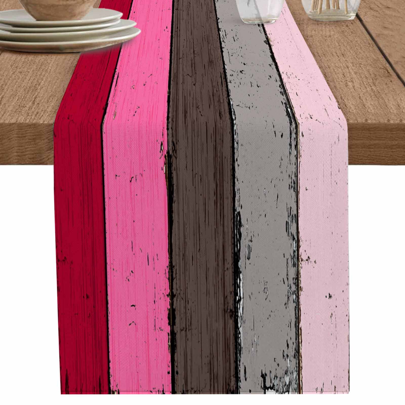 nqOlkjepod Pink Grey Table Runner 72 Inches Long Farmhouse Dress ...