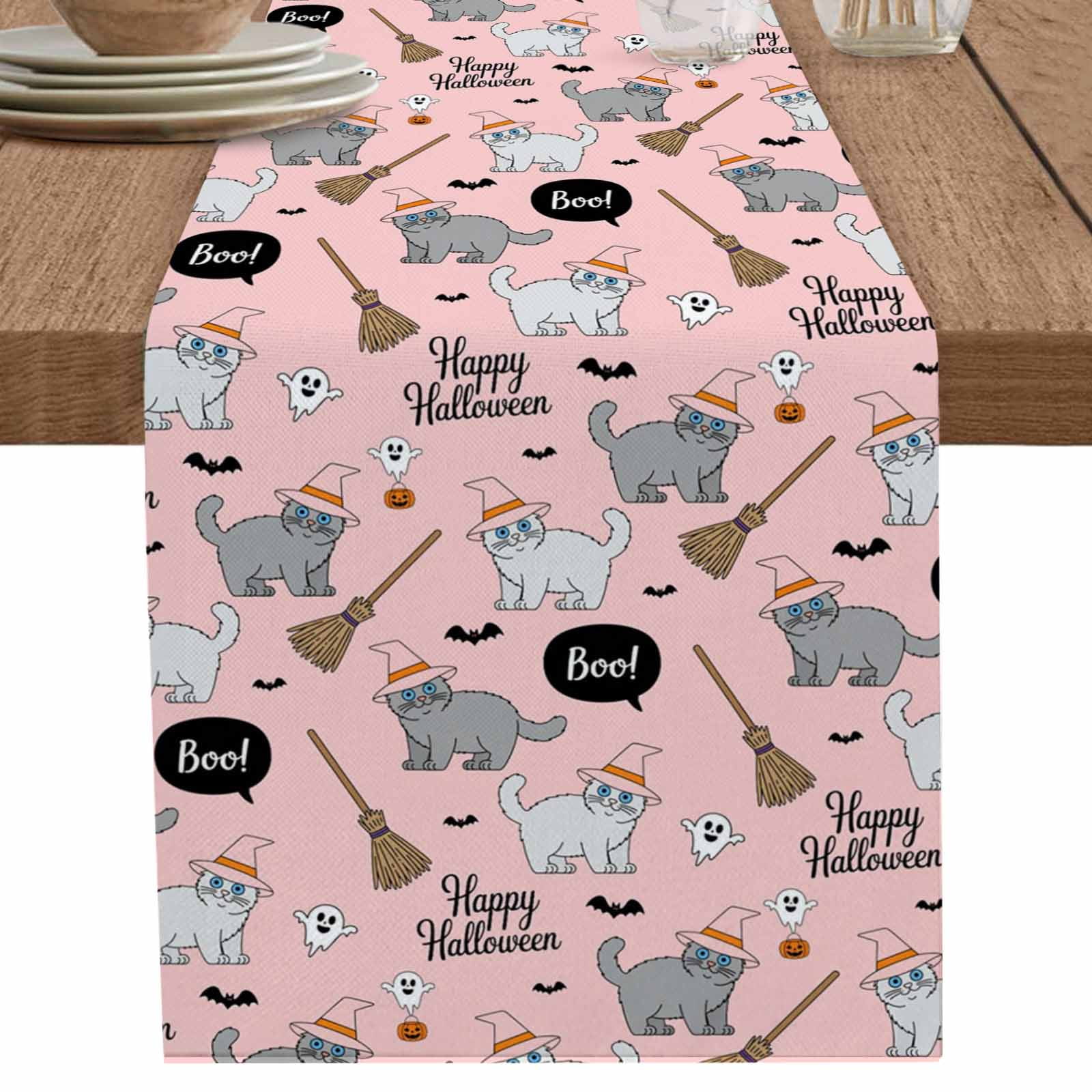 nqOlkjepod Pink Halloween Table Runner 70 Inches Long Farmhouse Dress ...