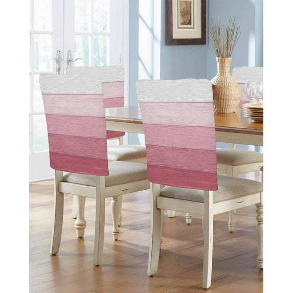 nqOlkjepod Pink Ombre Chair Covers Set of 6, Decorative Chair Back Cover, Farmhouse Vintage Wooden Striped Dining Room Chair Slipcovers Removable Chair Protectors Covers for Party Banquet