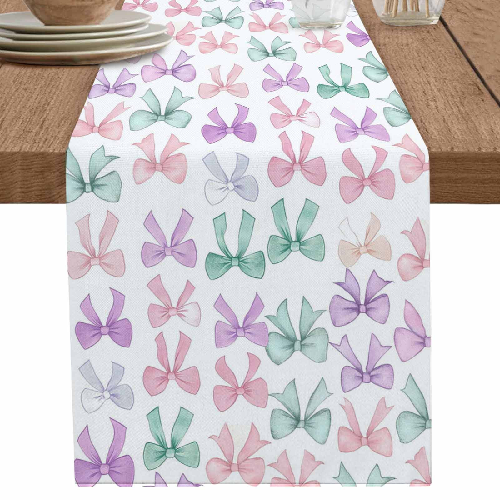 nqOlkjepod Pink Purple Teal Table Runner 60 Inches Long Farmhouse Dress ...