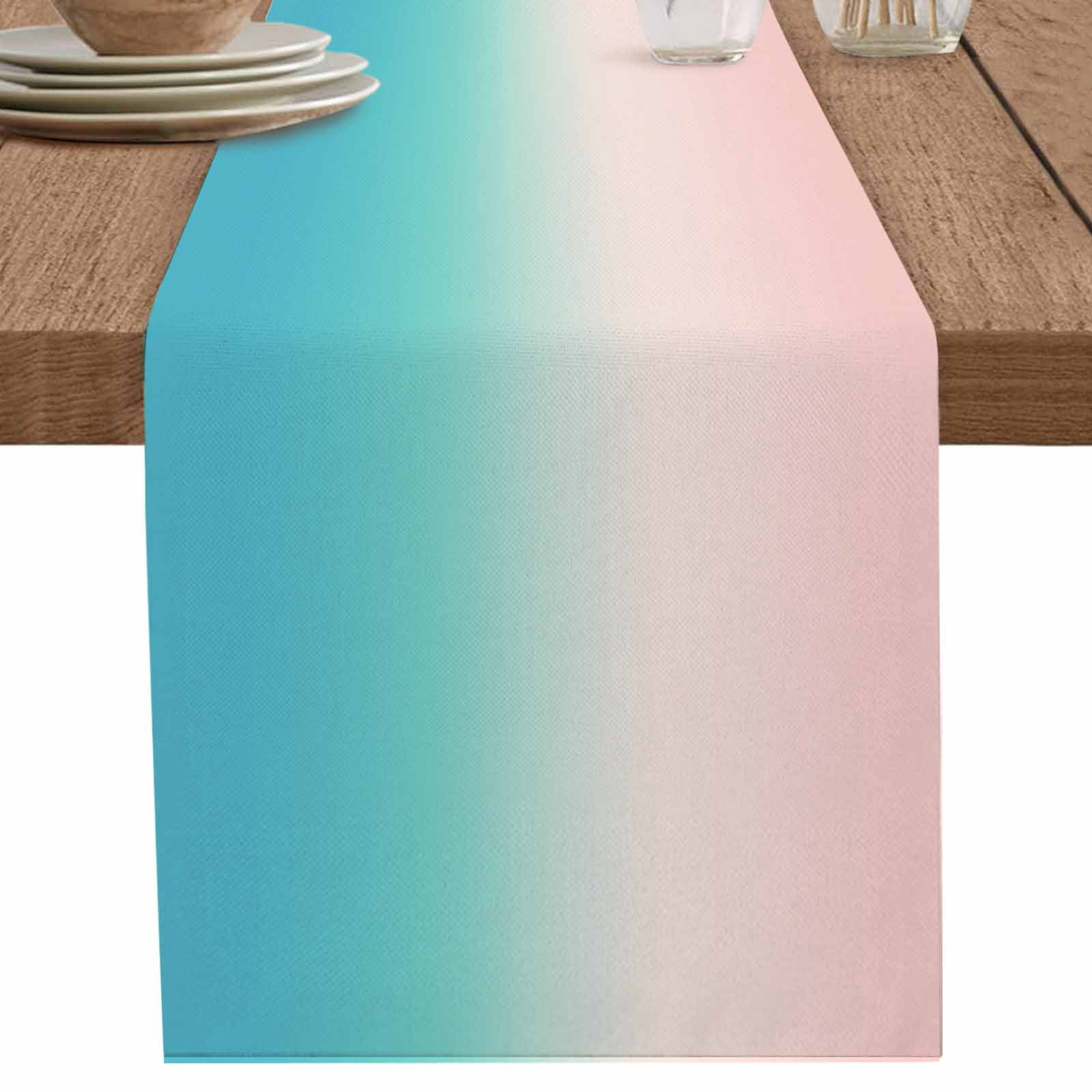 nqOlkjepod Pink Teal Ombre Table Runner 72 Inches Long Farmhouse Dress ...