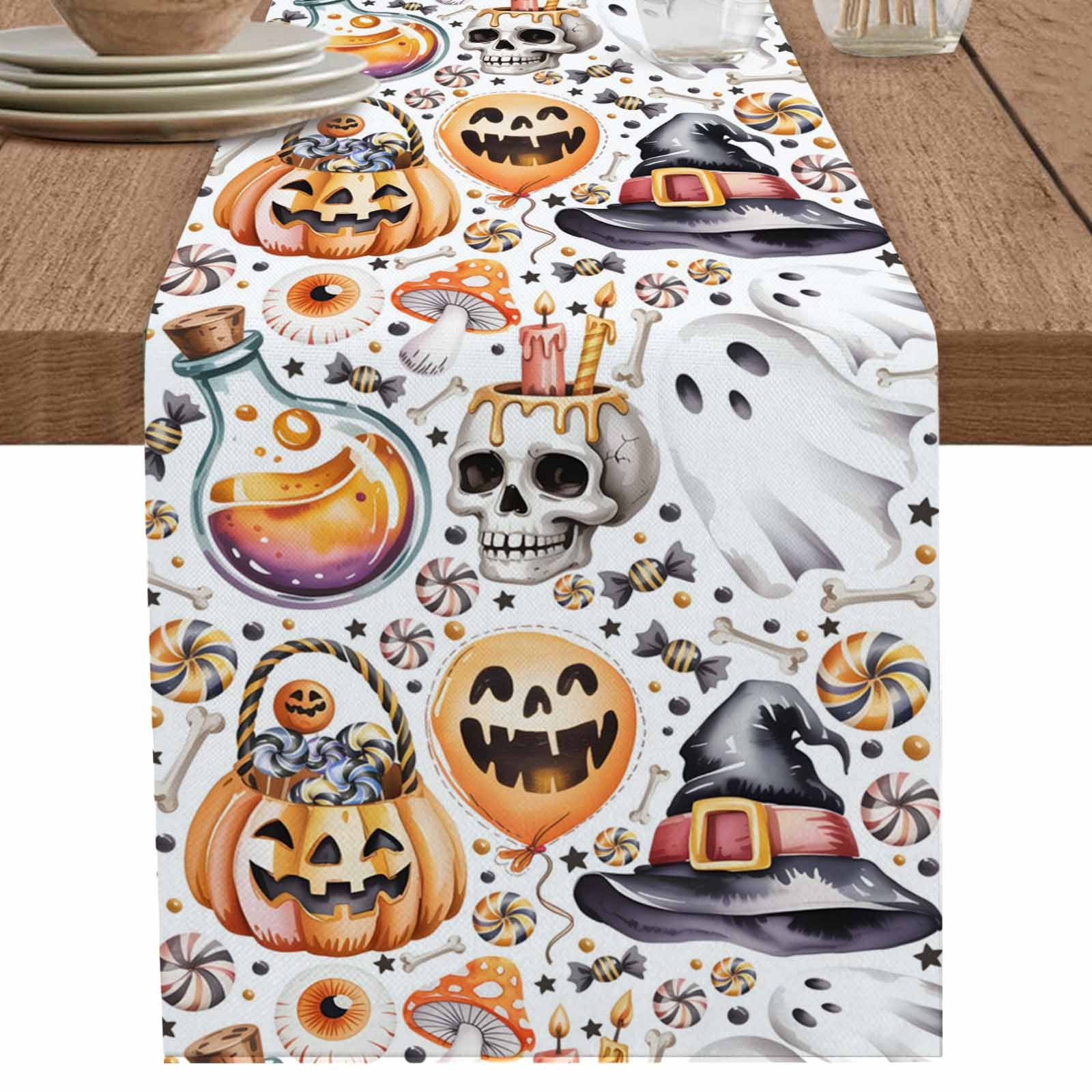 nqOlkjepod Pumpkins Halloween Table Runner 108 Inches Long Farmhouse ...