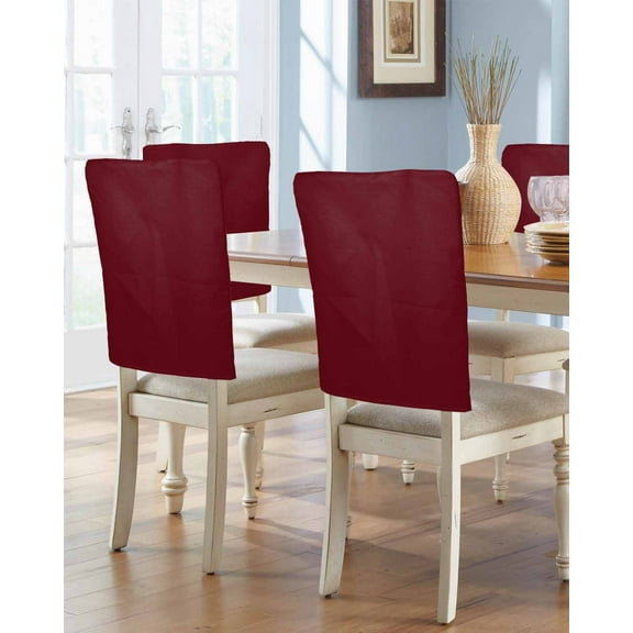 nqOlkjepod Pure Red Wine Chair Covers Set of 6, Decorative Chair Back Cover, Simple Solid Color Dining Room Chair Slipcovers Removable Chair Protectors Covers for Party Banquet