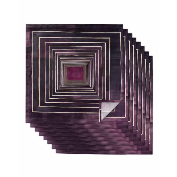 nqOlkjepod Purple Framed Cloth Napkins Set of 8 Reusable Dinner Napkins, Geometric Abstract Art Modern Cocktail Napkin Washable Table Napkins for Wedding/Holiday Party/Baby Shower 20"x20"