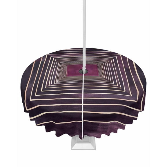 nqOlkjepod Purple Framed Outdoor Tablecloth with Umbrella Hole & Zipper, Geometric Abstract Art Modern Round Table Cover 54 Inch, Dining Waterproof Table Cloth Protector for Patio/Party/Picnic