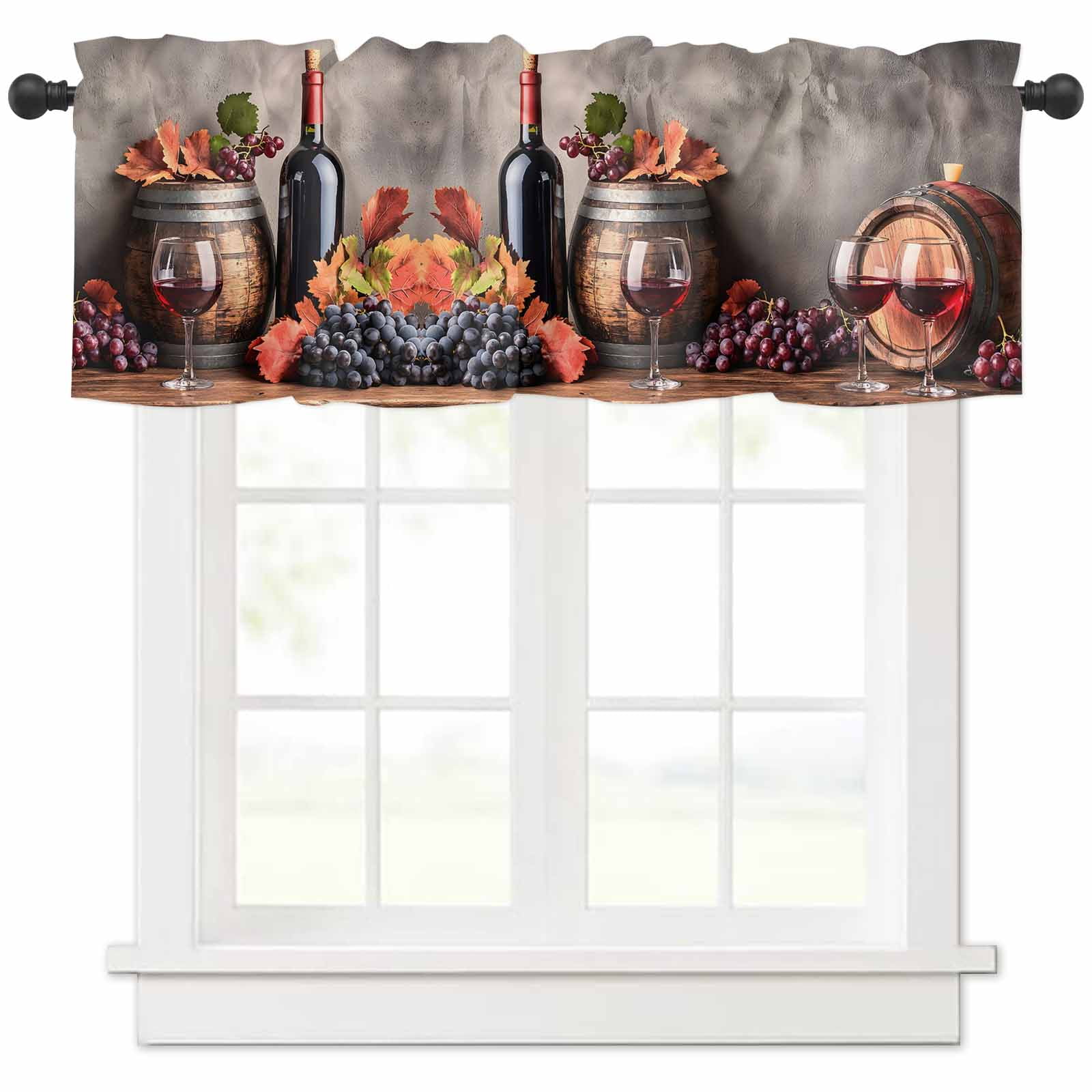 nqOlkjepod Purple Grapes Farmhouse Farmhouse Short Window Curtain ...