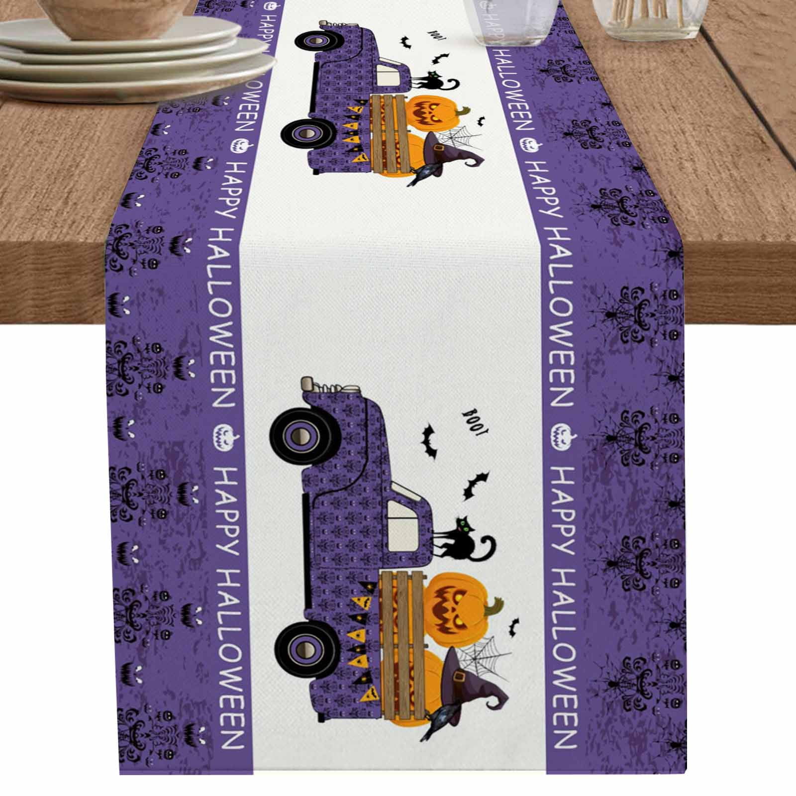 nqOlkjepod Purple Halloween Table Runner 108 Inches Long Farmhouse ...