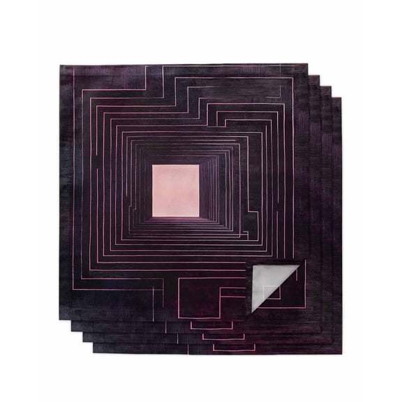 nqOlkjepod Purple Line Geometric Cloth Napkins Set of 4 Reusable Dinner Napkins, Abstract Art Pink Cocktail Napkin Washable Table Napkins for Wedding/Holiday Party/Baby Shower 20"x20"