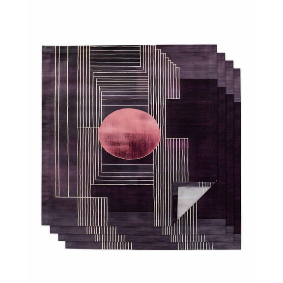 nqOlkjepod Purple Line Geometric Cloth Napkins Set of 4 Reusable Dinner Napkins, Circle Abstract Art Cocktail Napkin Washable Table Napkins for Wedding/Holiday Party/Baby Shower 20"x20"