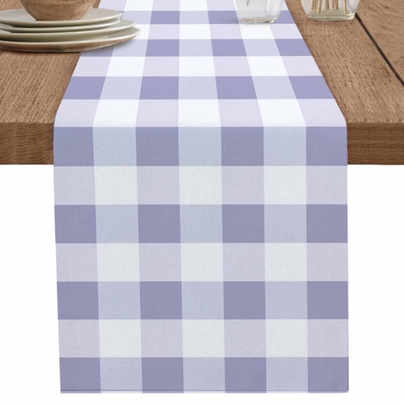 nqOlkjepod Purple Plaid Table Runner 36 Inches Long Farmhouse Dress Scarves, Spring Summer Farmhouse Buffalo Checkered Dining Tablerunner for Coffee Table/Kitchen Island/Party, Small 13" x 36"