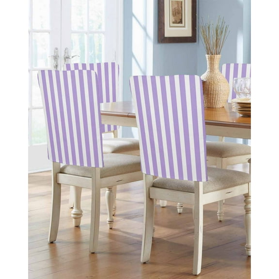 nqOlkjepod Purple Striped Chair Covers Set of 6, Decorative Chair Back Cover, Modern Farmhouse Purple White Stripes Dining Room Chair Slipcovers Removable Chair Protectors Covers for Party Banquet
