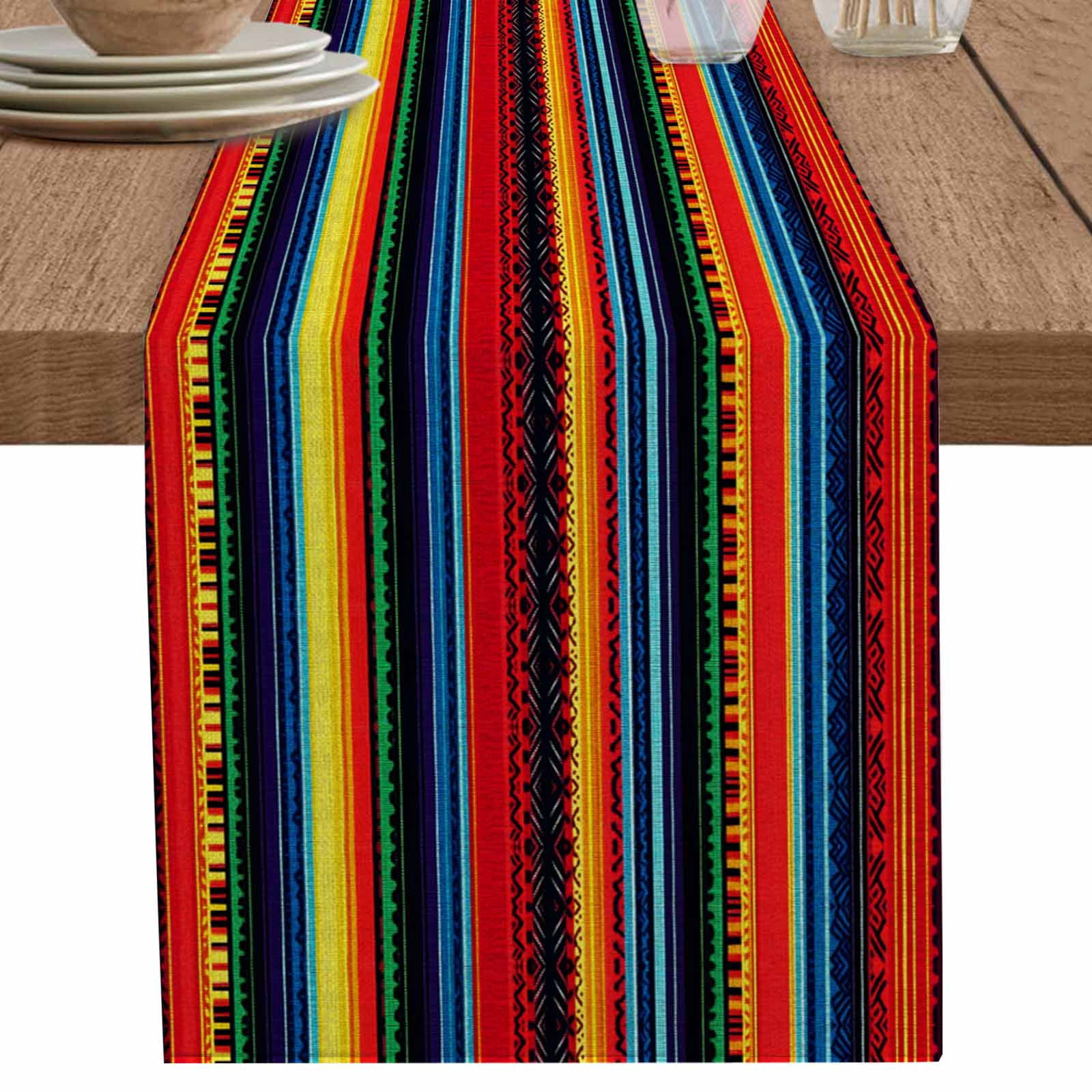 nqOlkjepod Rainbow Striped Table Runner 72 Inches Long Farmhouse Dress ...