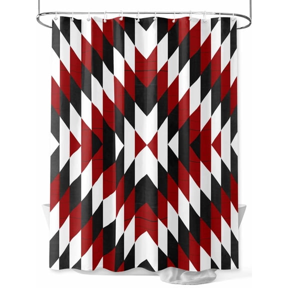 nqOlkjepod Red Aztec Shower Curtain, Waterproof Shower Curtains for Bathroom, Black White Southwest Vintage Abstract Geometric Washable Bathtub Curtain Set Bath Decor with 12 Hooks Stall 36"x72"