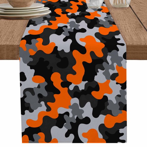 nqOlkjepod Red Black Table Runner 48 Inches Long Farmhouse Dress Scarves, Modern Grey Boho Bohemian Stained Tie Dye Dining Tablerunner for Coffee Table/Kitchen Island/Party Décor, 13" x 48"