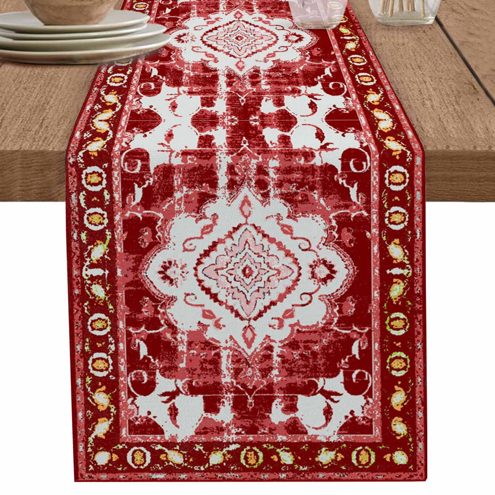 nqOlkjepod Red Boho Table Runner 72 Inches Long Farmhouse Dress Scarves ...