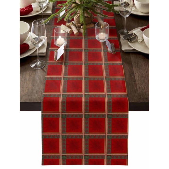 nqOlkjepod Red Plaid Table Runner 36 Inches Long Farmhouse Dress Scarves, Christmas Checkered Buffalo Dining Tablerunner for Coffee Table/Kitchen Island/Party Décor, Small 13" x 36"