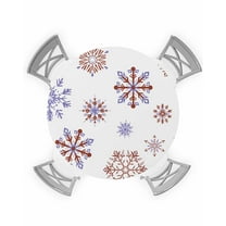 nqOlkjepod Red Purple Snowflake Christmas Round Tablecloth, Fitted Table Cover with Elastic for 36"-44" Round Tables, Xmas Snowflake Table Cloth Outdoor Indoor Dinning Party Waterproof Tablecloths