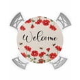 thumbnail image 1 of nqOlkjepod Red Spring Floral Round Tablecloth, Fitted Table Cover with Elastic for 36"-44" Round Tables, Welcome Botanical Farmhouse Table Cloth Outdoor Indoor Dinning Party Waterproof Tablecloths, 1 of 6