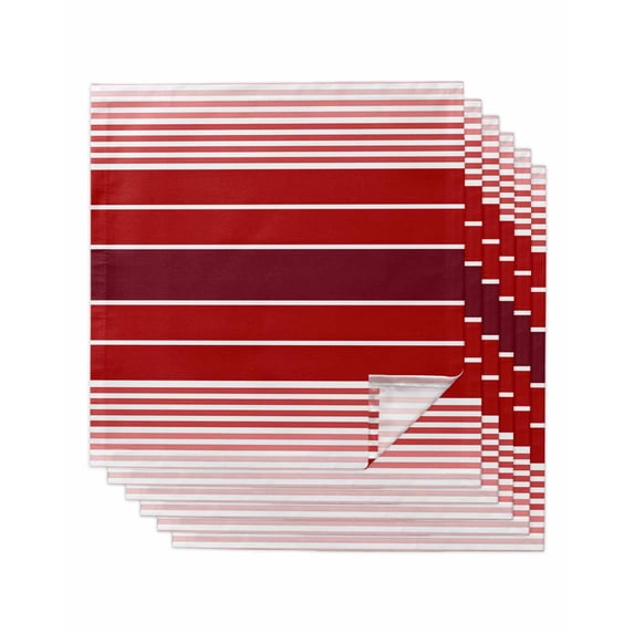 nqOlkjepod Red Striped Cloth Napkins Set of 6 Reusable Dinner Napkins, Modern Minimalist Gradient Lines Country Cocktail Napkin Washable Table Napkins for Wedding/Holiday Party/Baby Shower 20"x20"