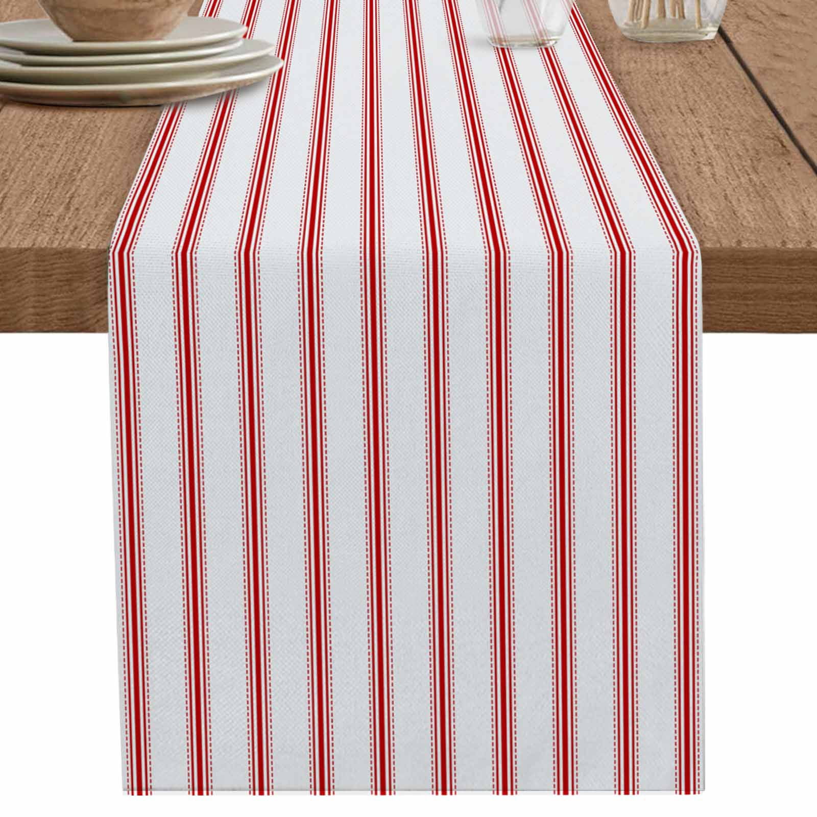 nqOlkjepod Red Striped Table Runner 72 Inches Long Farmhouse Dress ...