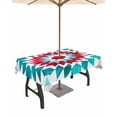 thumbnail image 1 of nqOlkjepod Red Turquoise Boho Outdoor Tablecloth with Umbrella Hole & Zipper, Ethnic Tribal Aztec Abstract Geometric Rectangle Table Cover 60x102 Inch, Waterproof Table Cloth Protector for Patio, 1 of 7