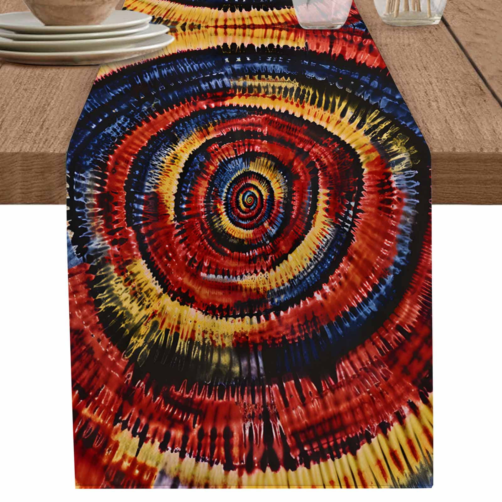 nqOlkjepod Red Yellow Blue Table Runner 72 Inches Long Farmhouse Dress ...