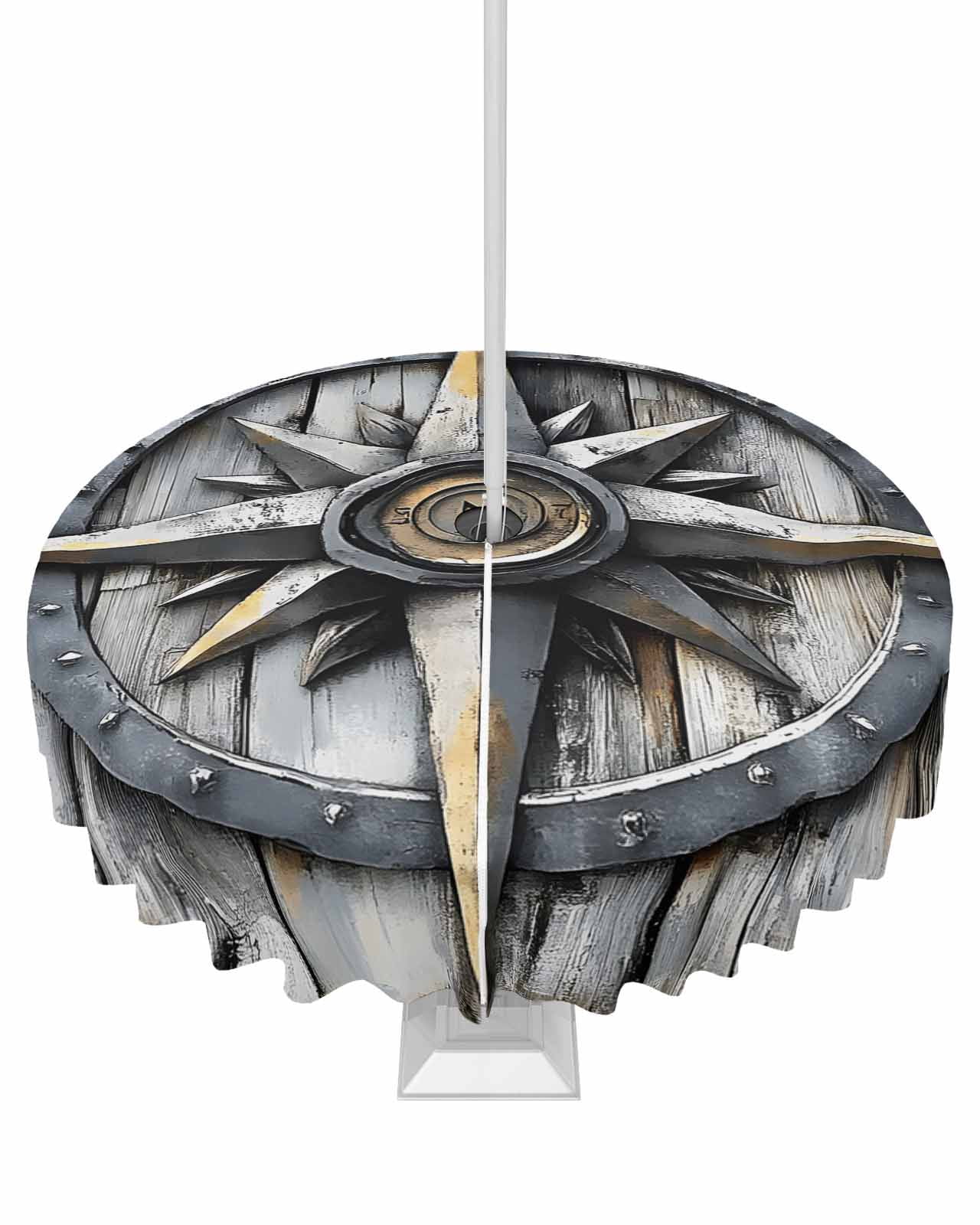 nqOlkjepod Retro Compass Coastal Outdoor Tablecloth with Umbrella Hole ...