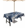 thumbnail image 1 of nqOlkjepod Retro Navy Blue White Outdoor Tablecloth with Umbrella Hole & Zipper, Marble Abstract Art Rectangle Table Cover 52x70 Inch, Dining Waterproof Table Cloth Protector for Patio/Party/Picnic, 1 of 7