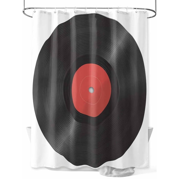 nqOlkjepod Retro Record Shower Curtain, Waterproof Shower Curtains for Bathroom, Abstract Vintage Minimalist Art Washable Fabric Bathtub Curtain Set Bath Decor with 12 Hooks Long 72"x84"