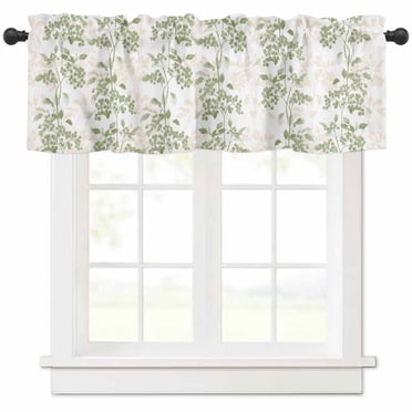 Sage Green Jacquard Kitchen Curtain Set – 2 Tier Panels & Valance, Victoria Classics
